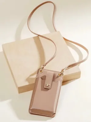 Tina Recycled Vegan Leather Small Crossbody Wallet in Nude