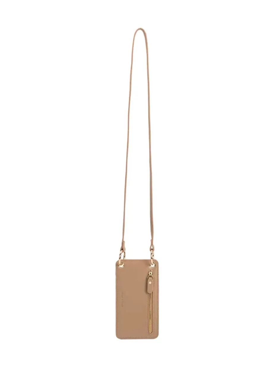 Tina Recycled Vegan Leather Small Crossbody Wallet in Nude