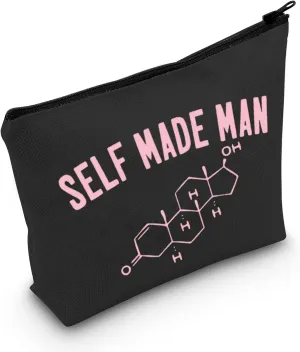 TOBGBE Transgender Gifts Testosterone Molecule Makeup Bag LGBTQ MTF FTM Gift Transgender Pride Gift Testosterone Travel Bag Transgender FTM Gifts (Self mads man black)