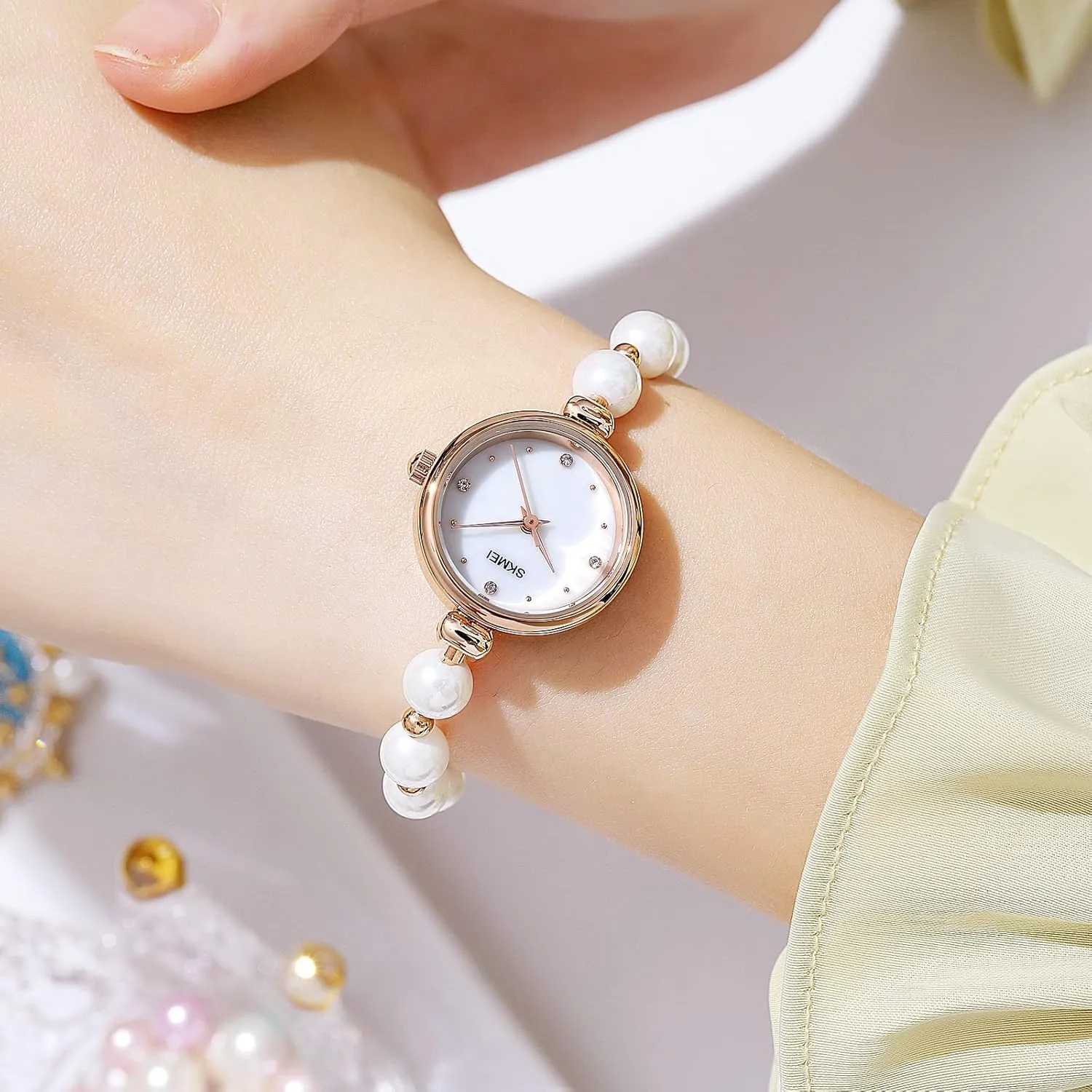 TOOCAT Women Analog Quartz Watch Bling Rose Gold Watches with Glitter Diamonds Bracelet Waterproof Quartz Wristwatch for Female Student