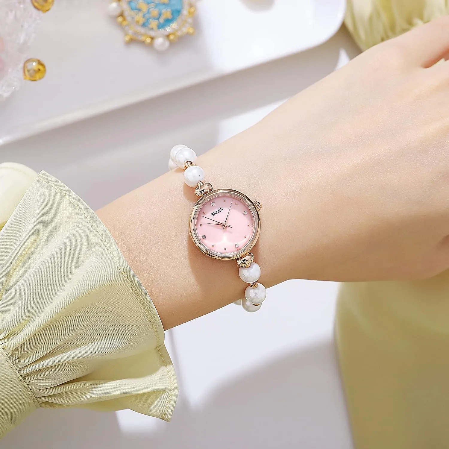 TOOCAT Women Analog Quartz Watch Bling Rose Gold Watches with Glitter Diamonds Bracelet Waterproof Quartz Wristwatch for Female Student