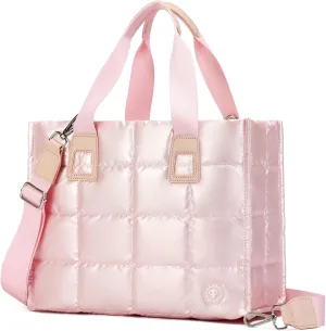 Tote Bag for Women Lightweight Puffy Carry On Crossbody Bag Quilted Handbag with Laptop Compartments
