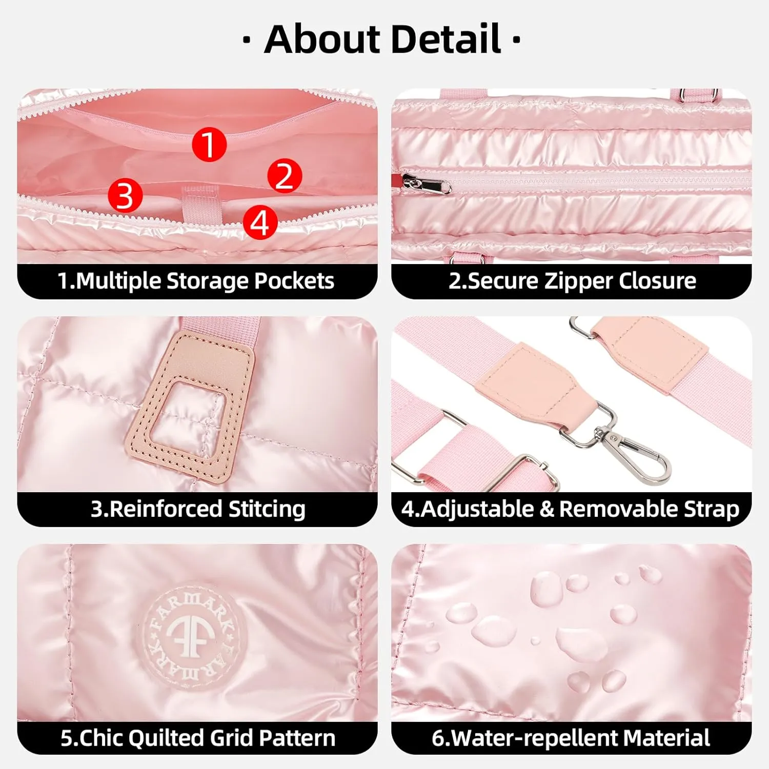 Tote Bag for Women Lightweight Puffy Carry On Crossbody Bag Quilted Handbag with Laptop Compartments