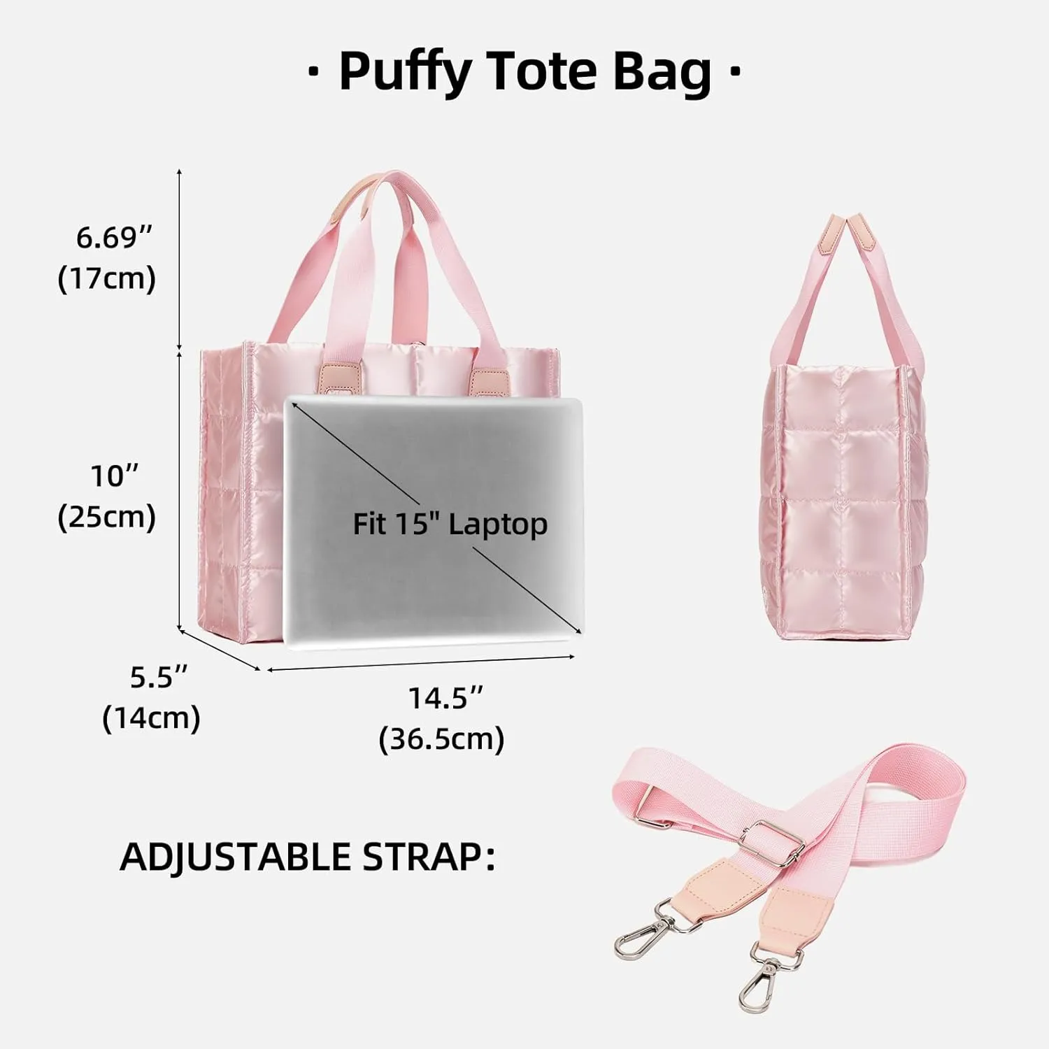 Tote Bag for Women Lightweight Puffy Carry On Crossbody Bag Quilted Handbag with Laptop Compartments