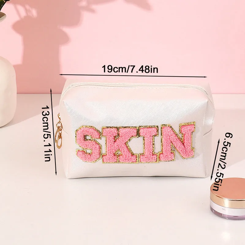 Towel Embroidery Letter Octagonal Storage Portable Cosmetic Bags