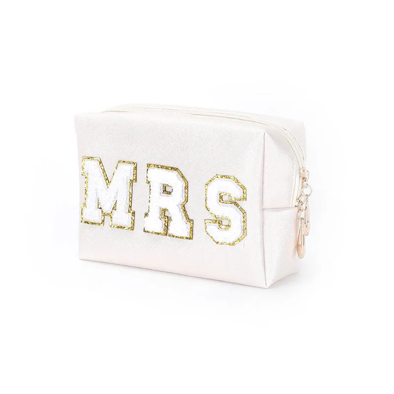 Towel Embroidery Letter Octagonal Storage Portable Cosmetic Bags