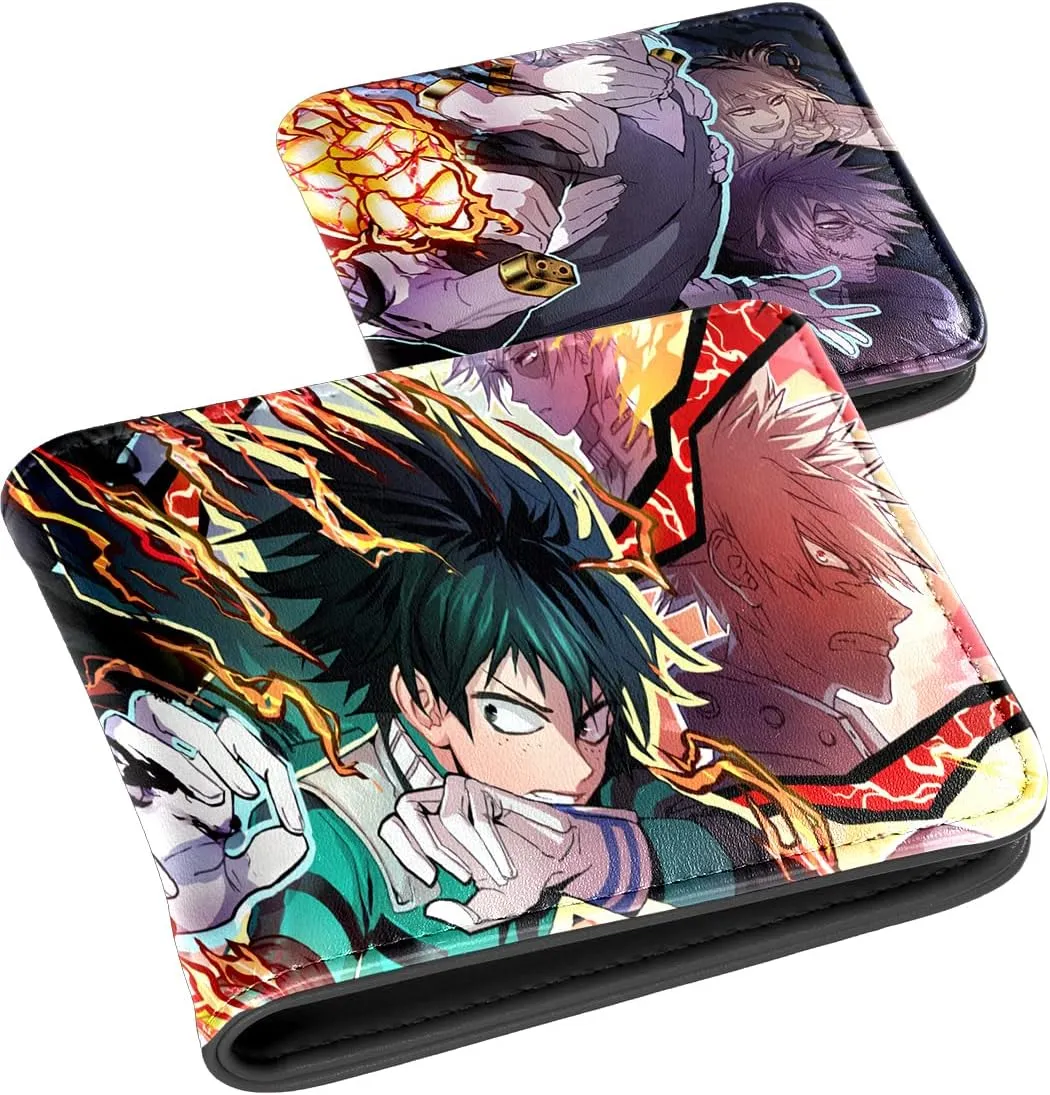 Toyuma Leather Wallet for Teen Boys Kids Purse Credit ID Card Cute Cartoon Kawaii Anime Cool Aesthetic Slim Bifold Small Coin Purses for Youth Men Minimalist Wallet, Angry Boy