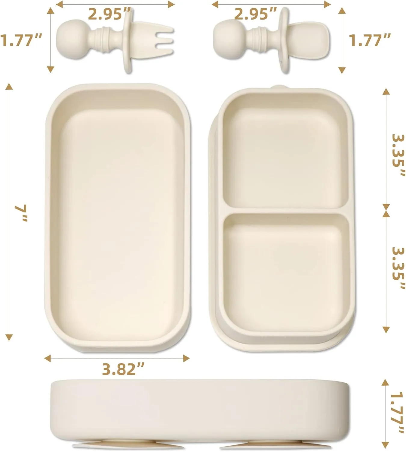 Travel Baby Suction Plate To Go, Portable Silicone Suction Plate Set for Toddler, Baby Divided Bowls with Utensils, Compact Design for Travel and Outdoor, Microwave & Dishwasher Safe
