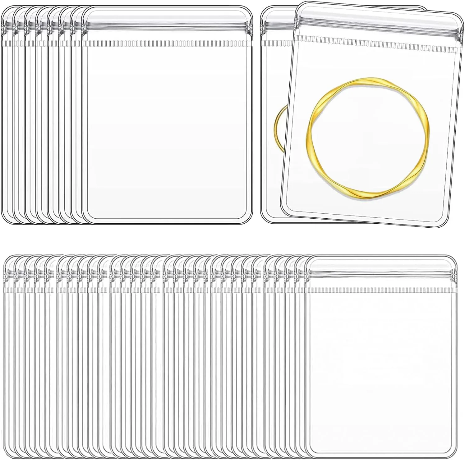 Travel Jewelry Organizer Case,Jewelry Storage Book with 45 Portable Thick PVC Pouches,Jewelry Organizer Zipper Bags for Necklaces Bracelet Rings and Earrings (front cover removable)