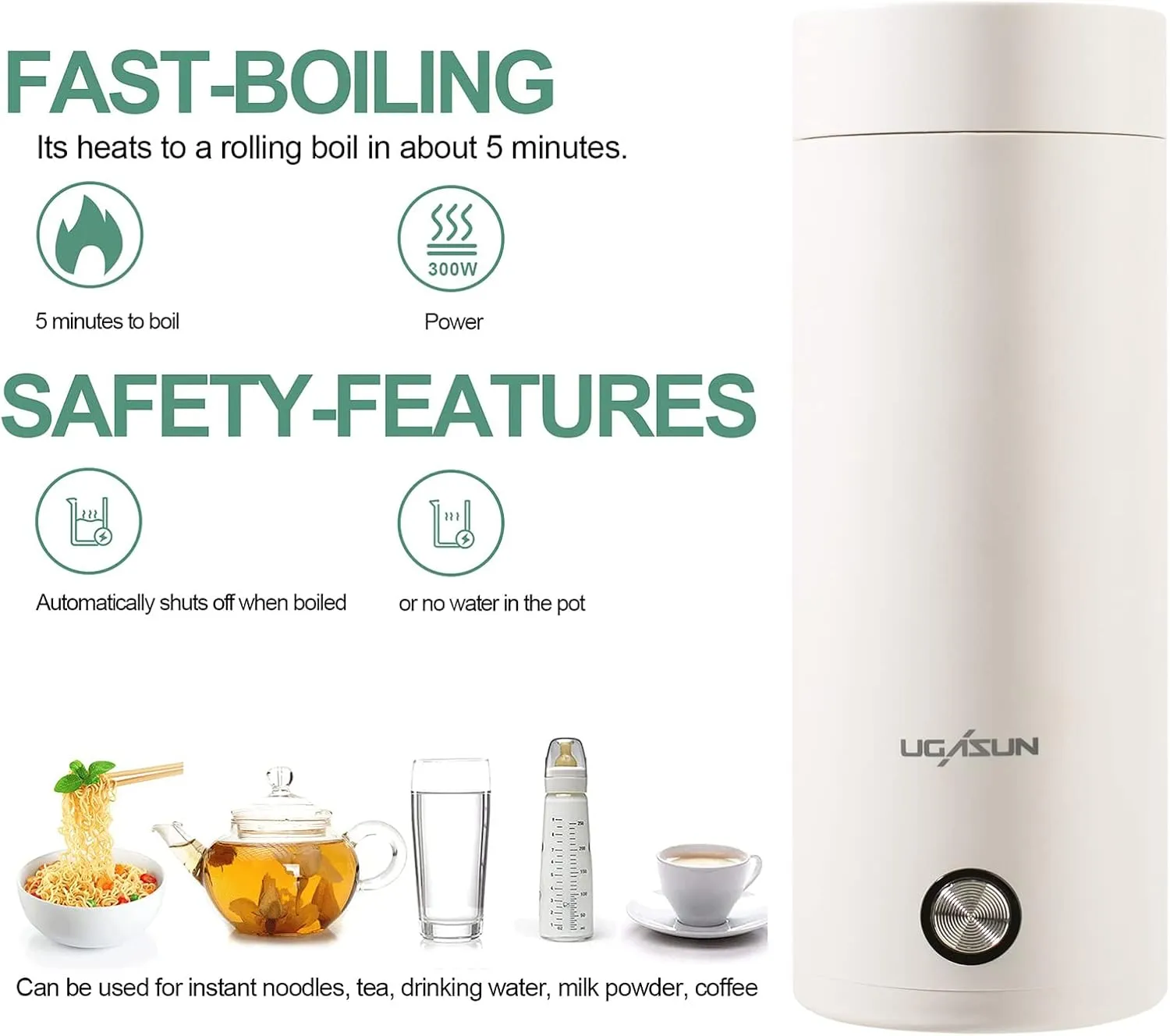 Travel Kettle Electric Small Stainless Steel - Portable Electric Kettle for Boiling Water - Travel Tea Kettle Automatic Shut off - Portable Water Boiler - One Cup Hot Water Maker - 400ml