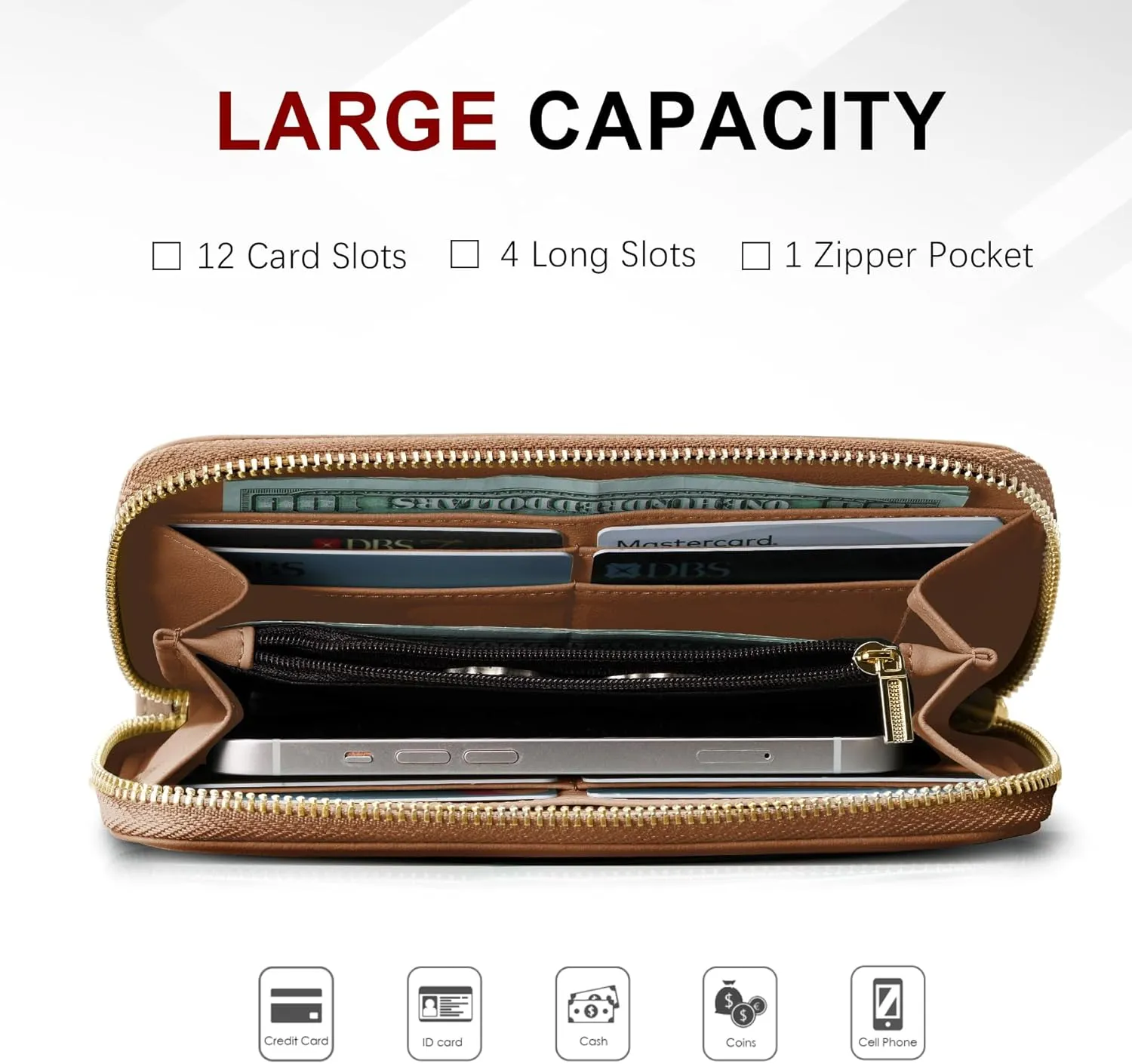 Travelambo Womens Wallet Tassel Bifold Ladies Cluth Wristlet Wrist strap Long Purse