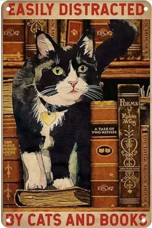Tuxedo Cat 500 Piece Jigsaw Puzzle for Adults and Families -Easily Distracted by Cats and Books Wooden Jigsaw Puzzle - Family Fun & Leisure Beginner Jigsaw Puzzle Toys