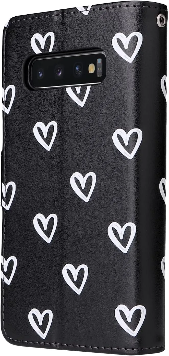 UEEBAI Wallet Case for Samsung Galaxy S10, PU Leather Case Magnetic Closure Handbag Zipper Pocket Case Kickstand Card Slots with Hand Strap Marple Flip Case for Wome