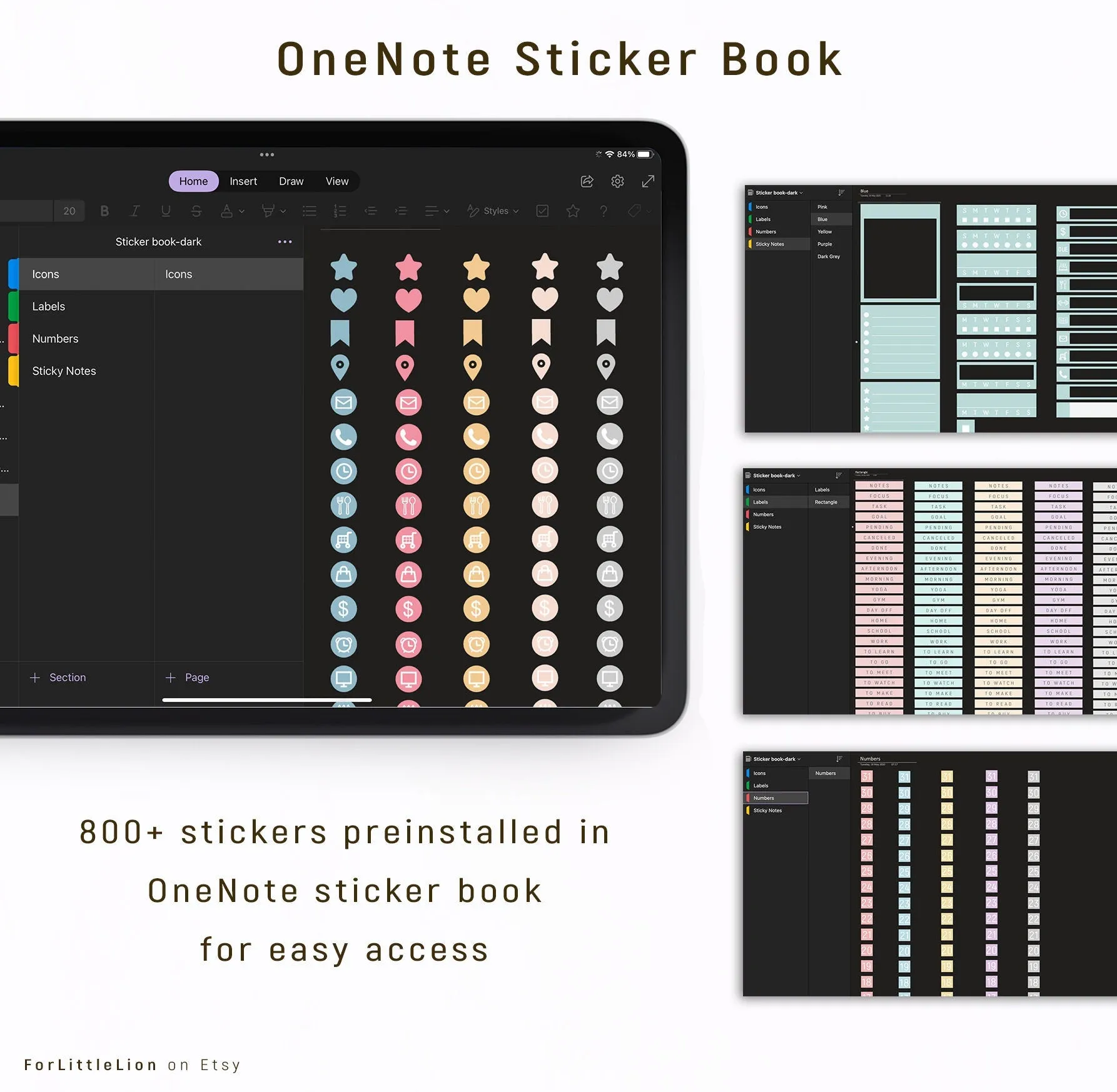 UNDATED Ultimate OneNote Digital Planner - Dark Mode