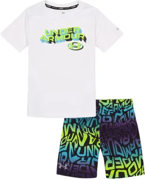 Under Armour Boys' Swim Volley Set, Sleeve Shirt & Matching Shorts, Lightweight & Breathable