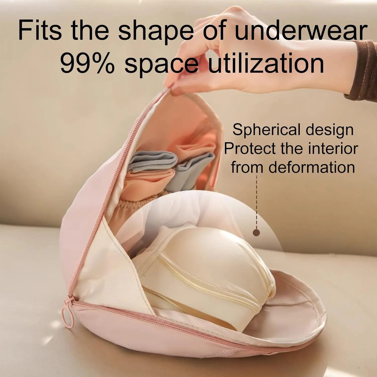 Underwear Garment Bag, Spherical Lingerie Garment Bags for Storage, Portable, Suitable for Storing Underwear, Panties, Socks(Pink)