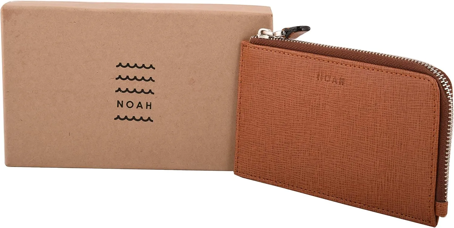 Unisex Genuine Leather Coin Purse Pouch Change Purse With Zipper For Men Women - Tan