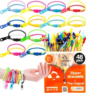 UpBrands Zipper Bracelets 6.5 Inches Sensory Toys Bulk Set, Multicolored, Kit for Birthday, Party Favors for Kids, Goodie Bags, Easter Egg & Pinata Fillers, Students Incentives (48 Pack)