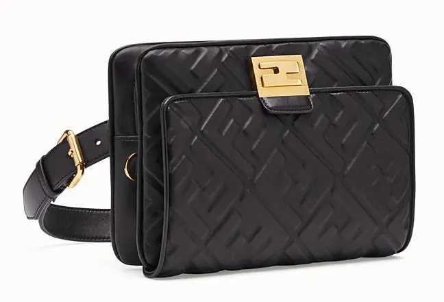 Upside Down Leather Bag, Black