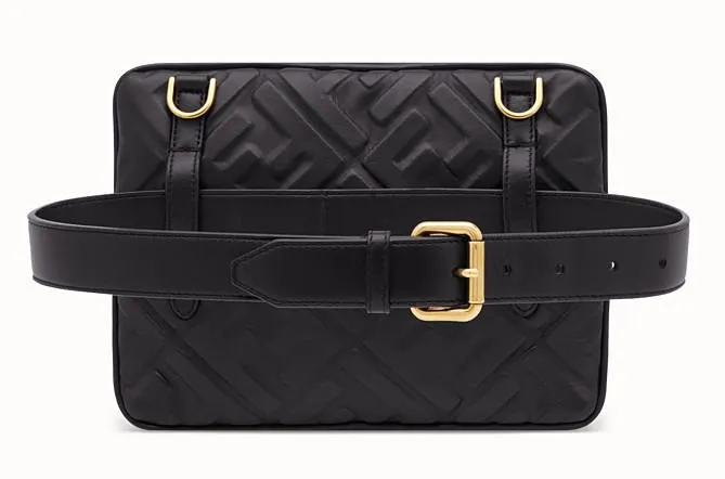 Upside Down Leather Bag, Black