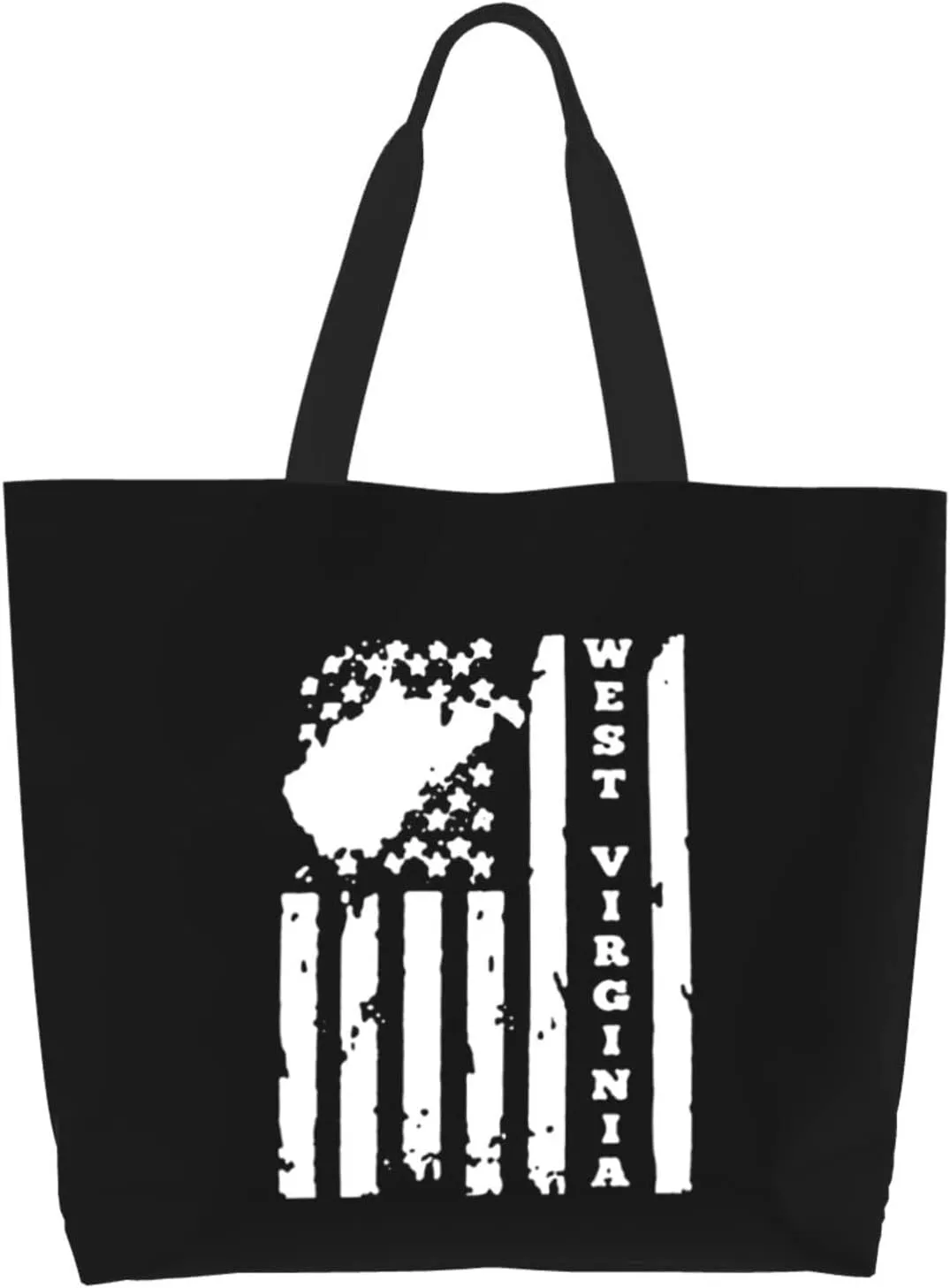Usa American Flag West Virginia Sate Women'S Lightweight Canvas Handbag Reusable Shopping Bag