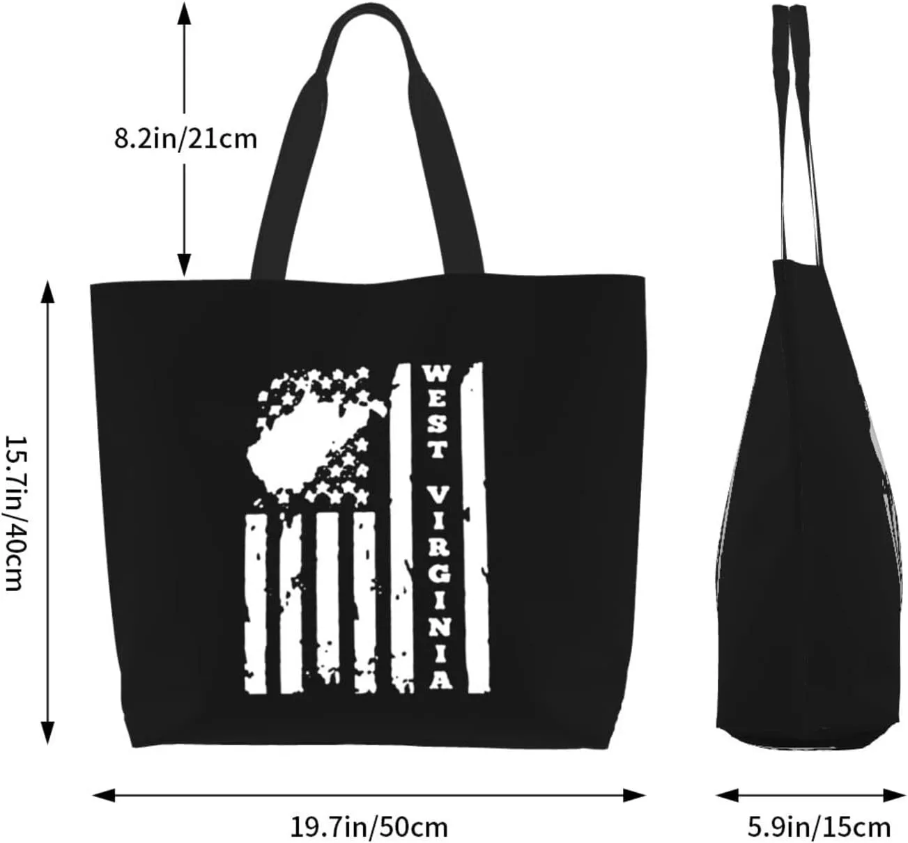 Usa American Flag West Virginia Sate Women'S Lightweight Canvas Handbag Reusable Shopping Bag