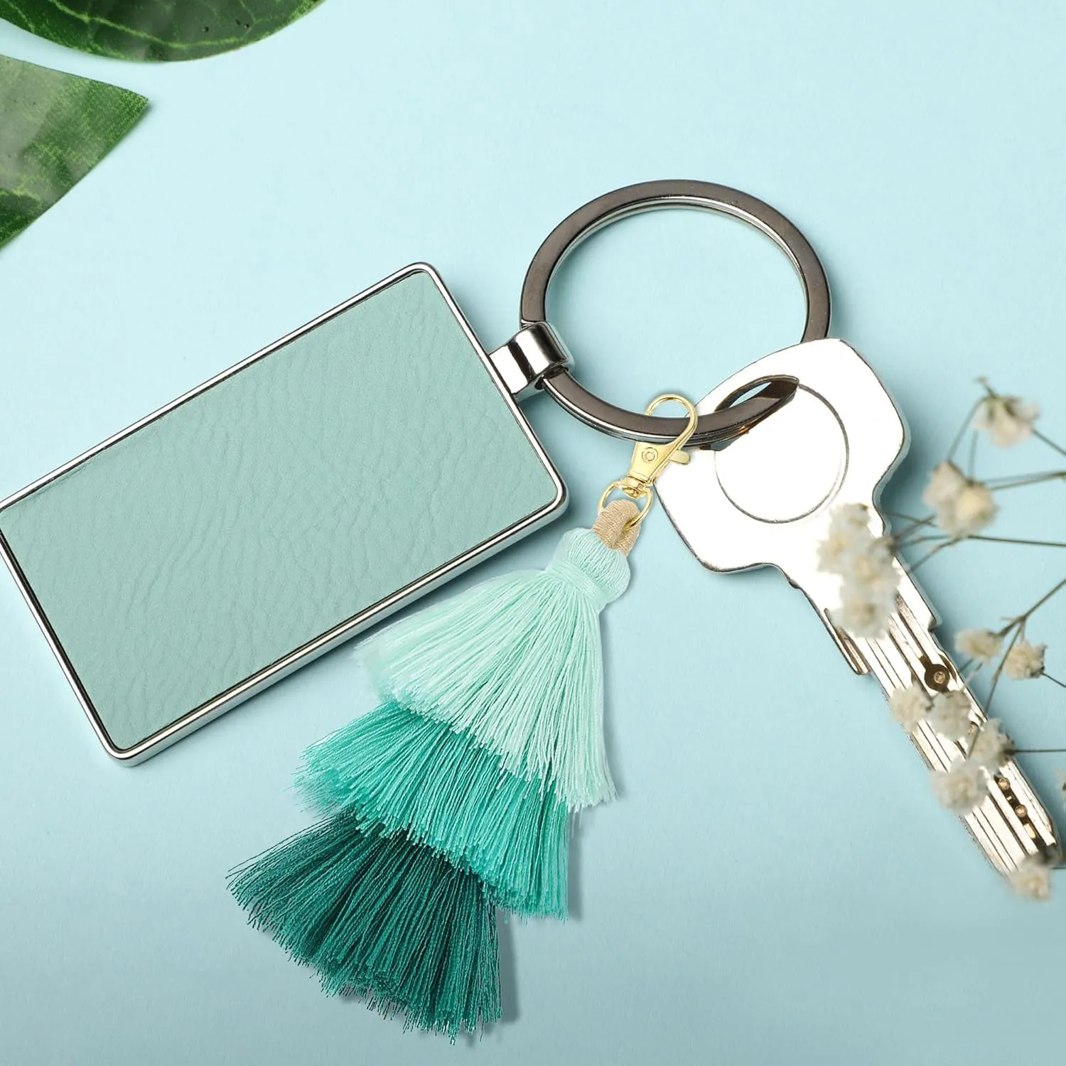 uxcell 4Pcs Tri-Layered Tassels 6.7Inch Tassel Bag Charm Bohemian Keychains Handmade Tassel Keychain for DIY Projects, Jewelry Making, Decoration (Rose Red/Red/Pink)