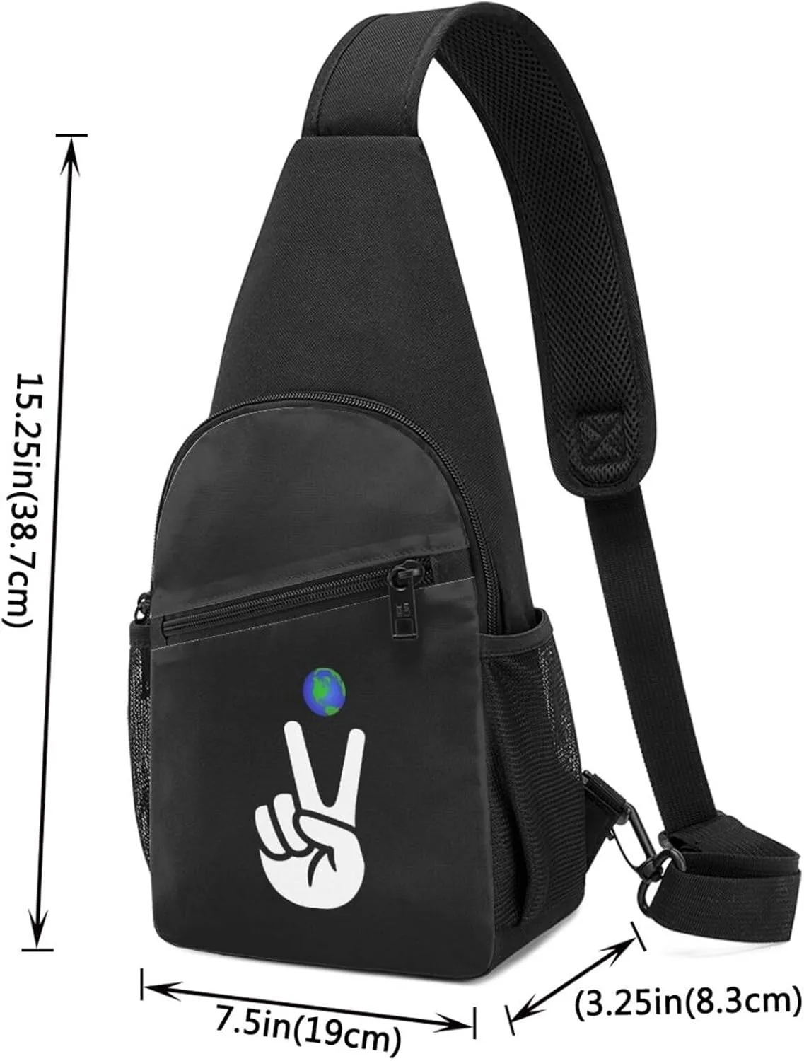 V Peace Sign Victory Hand Unisex Chest Bag Lightweight Crossbody Shoulder Bag Travel Pocket