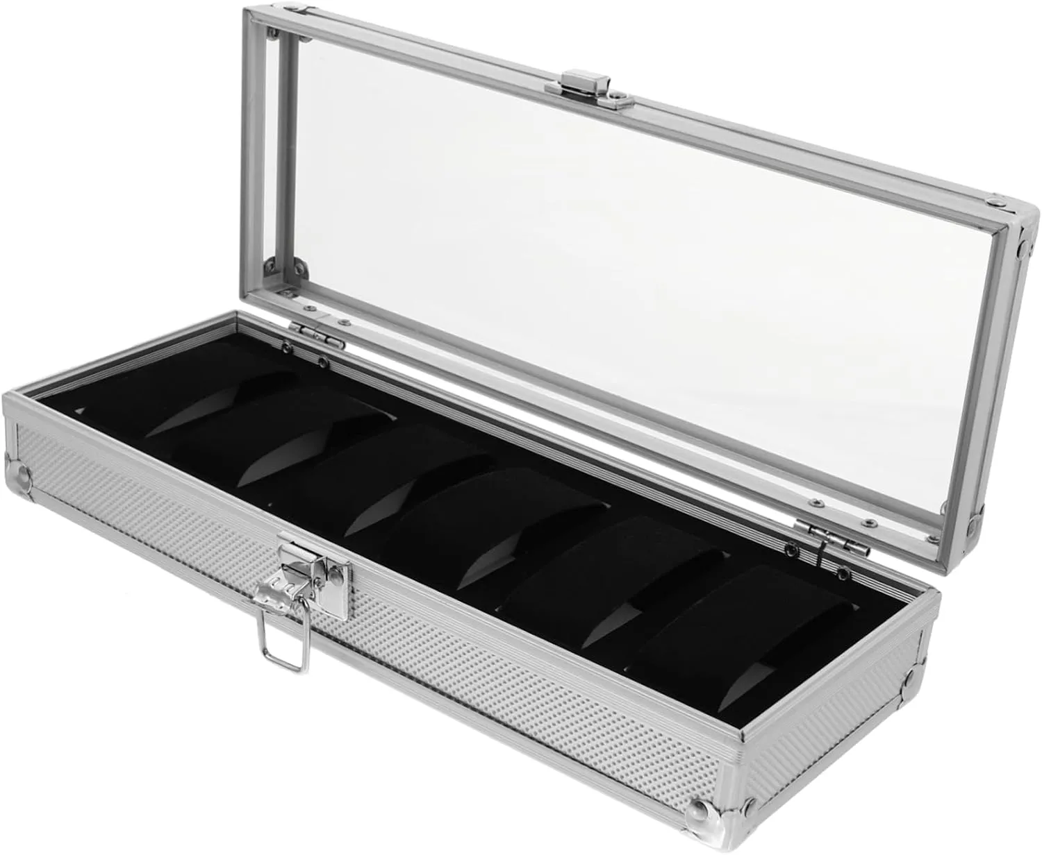 VALICLUD 1pc Aluminium Watch Display Case Transparent Window Slot Storage Box for Jewelry and Watches Lockable Organizer Silver for Displaying and Protecting Your Collection