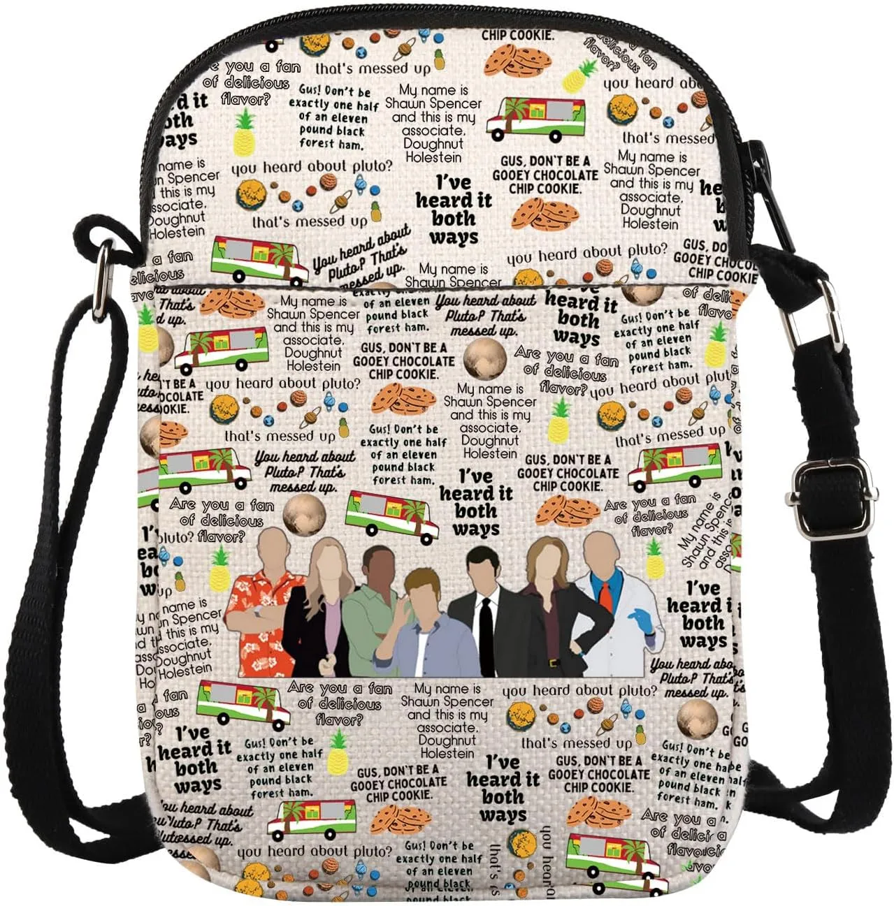 VAMSII Psych TV Show Inspired Crossbody Bag Psych Merch Gift Pineapple Gift Shawn And Gus Fan Gift