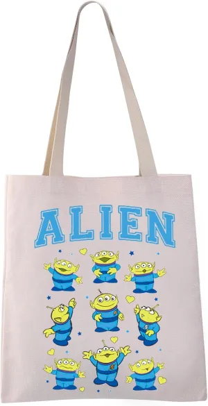 VAMSII Three Eyes Alien Tote Bag Cartoon Toys Inspired Gift Movie Merchandise Gift (ALIEN tote)