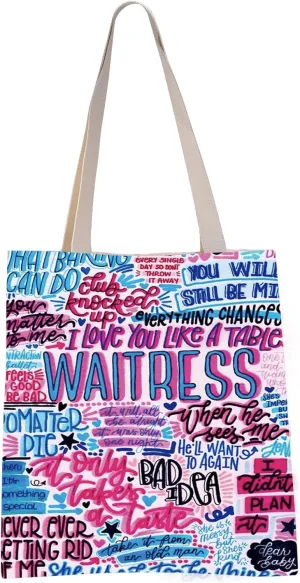 VAMSII Waitress Musical Inspired Tote Bag Dramatic Actor Gift Waitress Musical Quotes Gift (Waitress tote)
