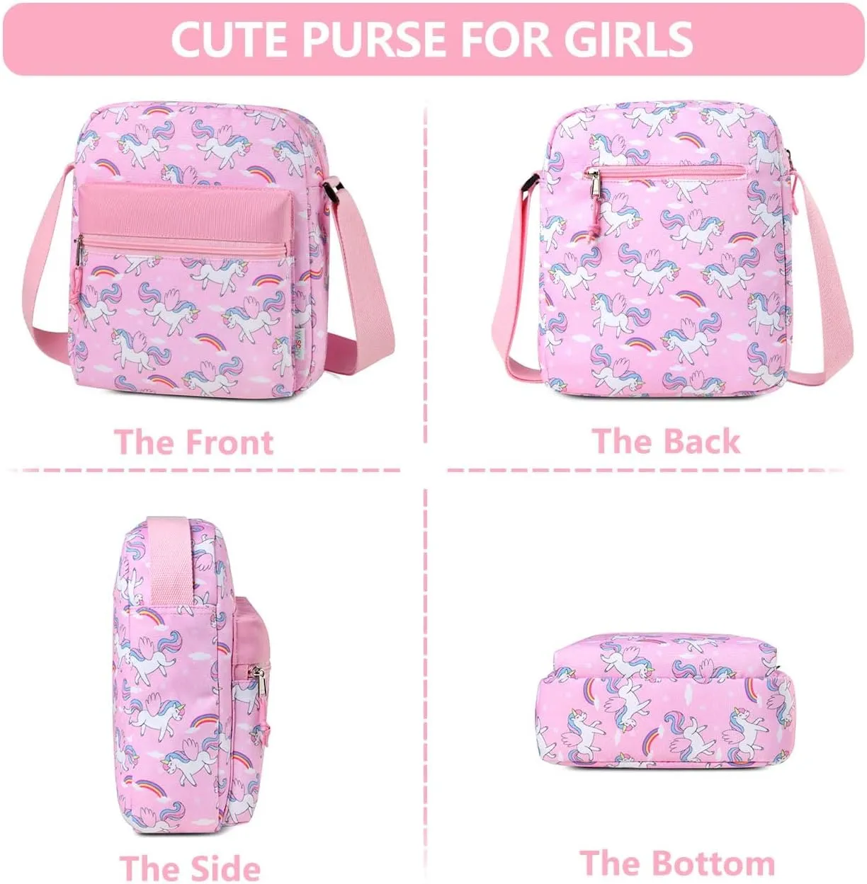 VASCHY Crossbody Bag Purse for Girls, Lightweight Small Messenger Shoulder Bag Gift for Preteen/Teen Little Kids