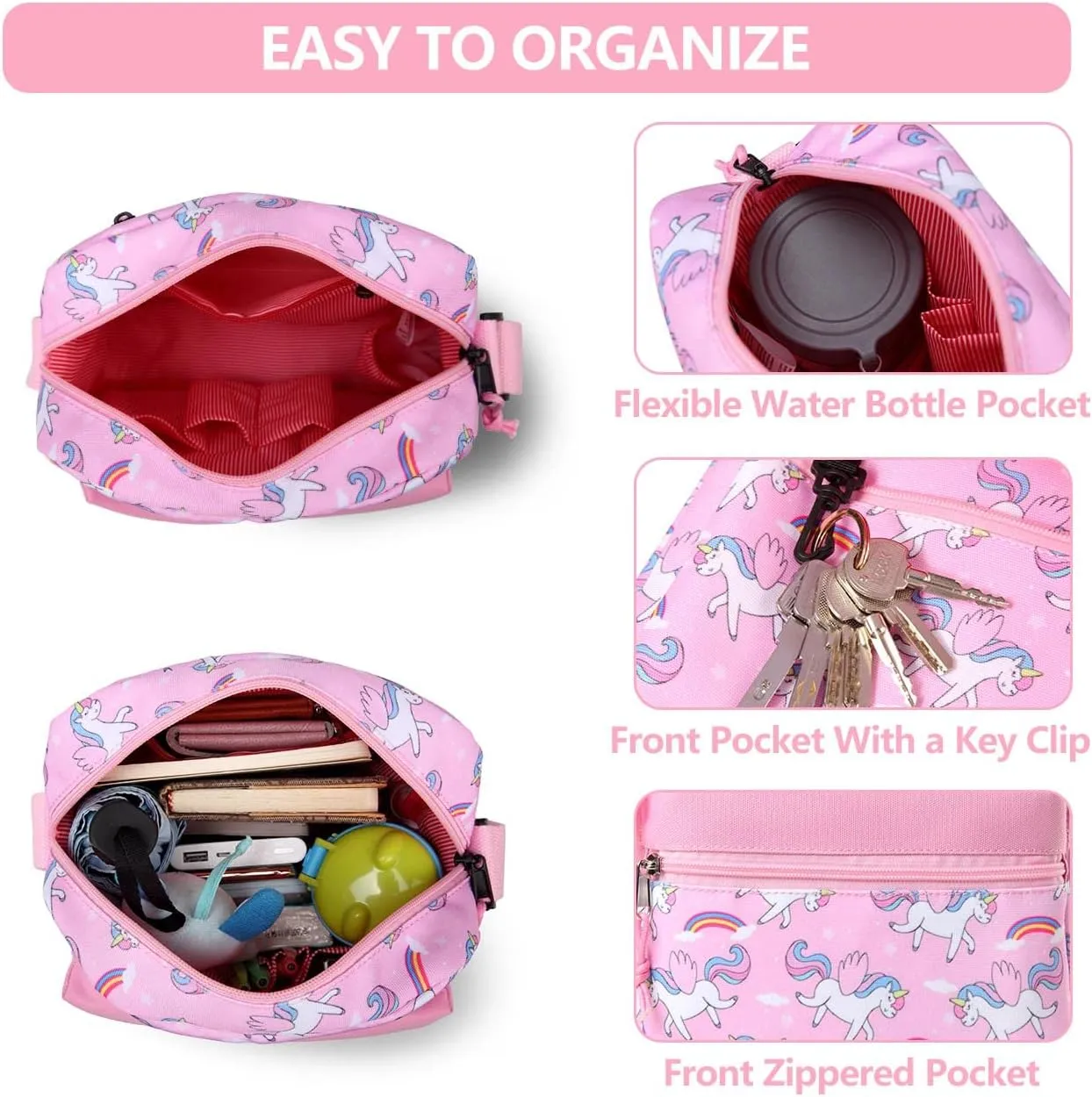 VASCHY Crossbody Bag Purse for Girls, Lightweight Small Messenger Shoulder Bag Gift for Preteen/Teen Little Kids