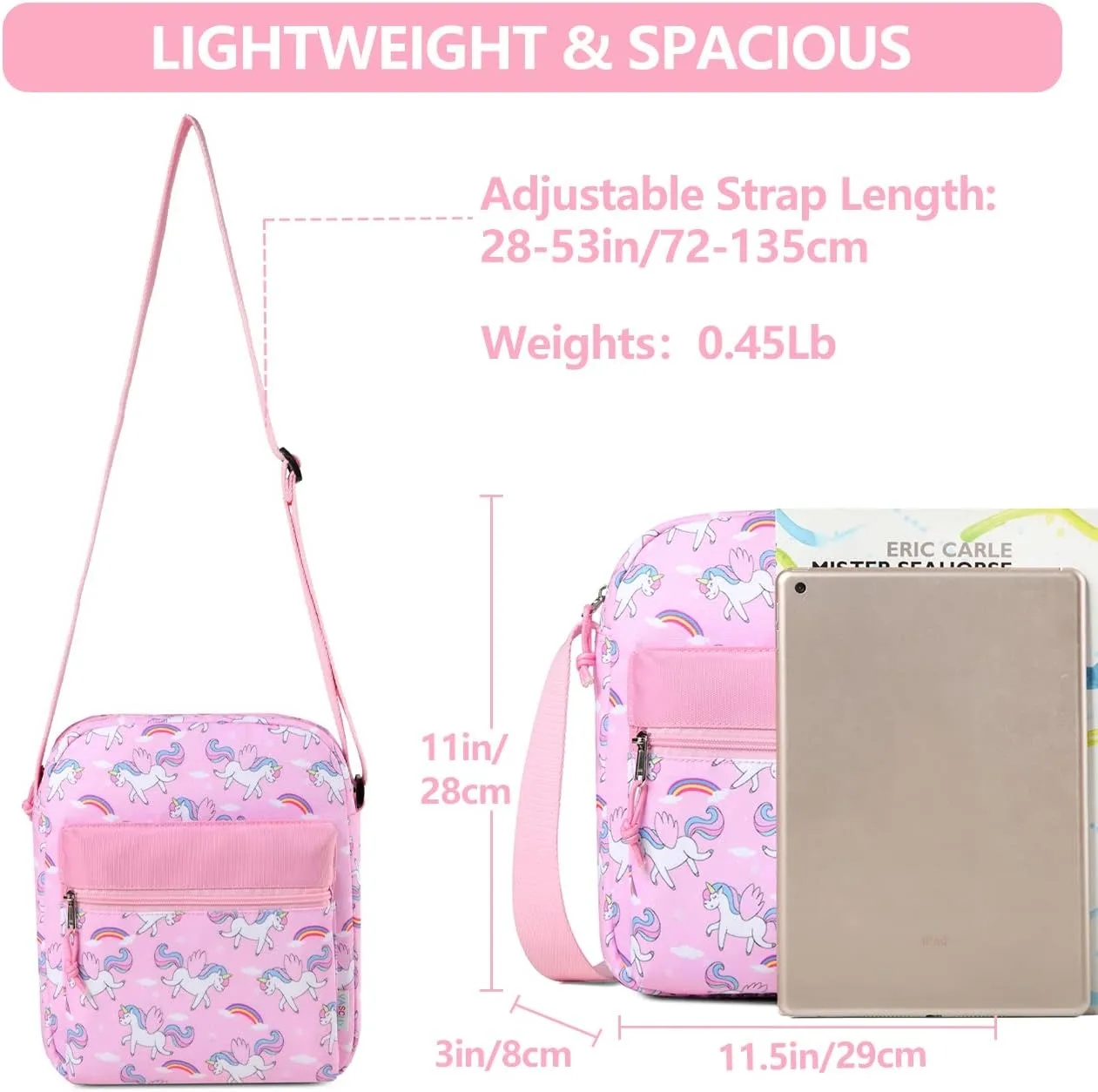 VASCHY Crossbody Bag Purse for Girls, Lightweight Small Messenger Shoulder Bag Gift for Preteen/Teen Little Kids