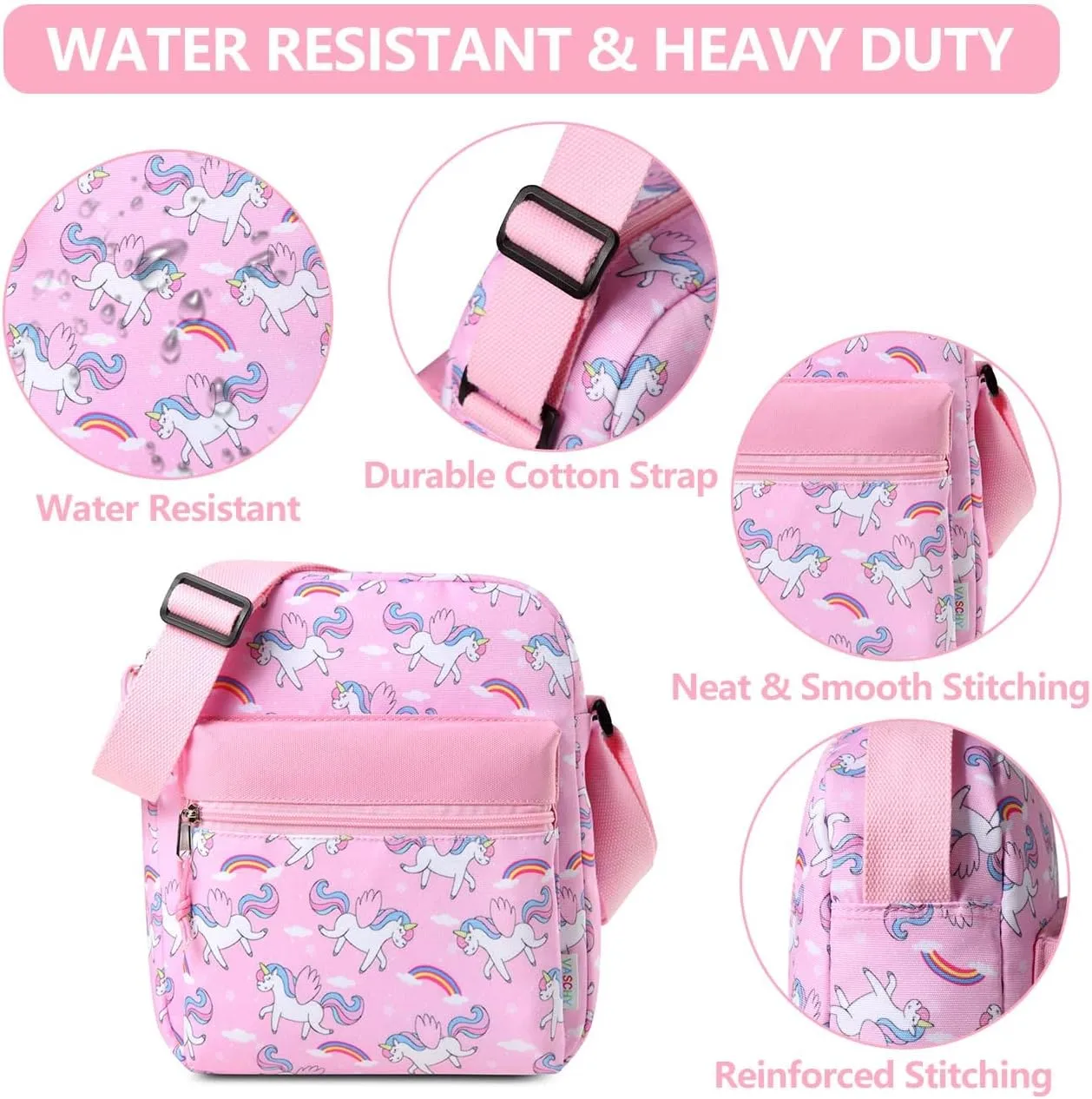 VASCHY Crossbody Bag Purse for Girls, Lightweight Small Messenger Shoulder Bag Gift for Preteen/Teen Little Kids