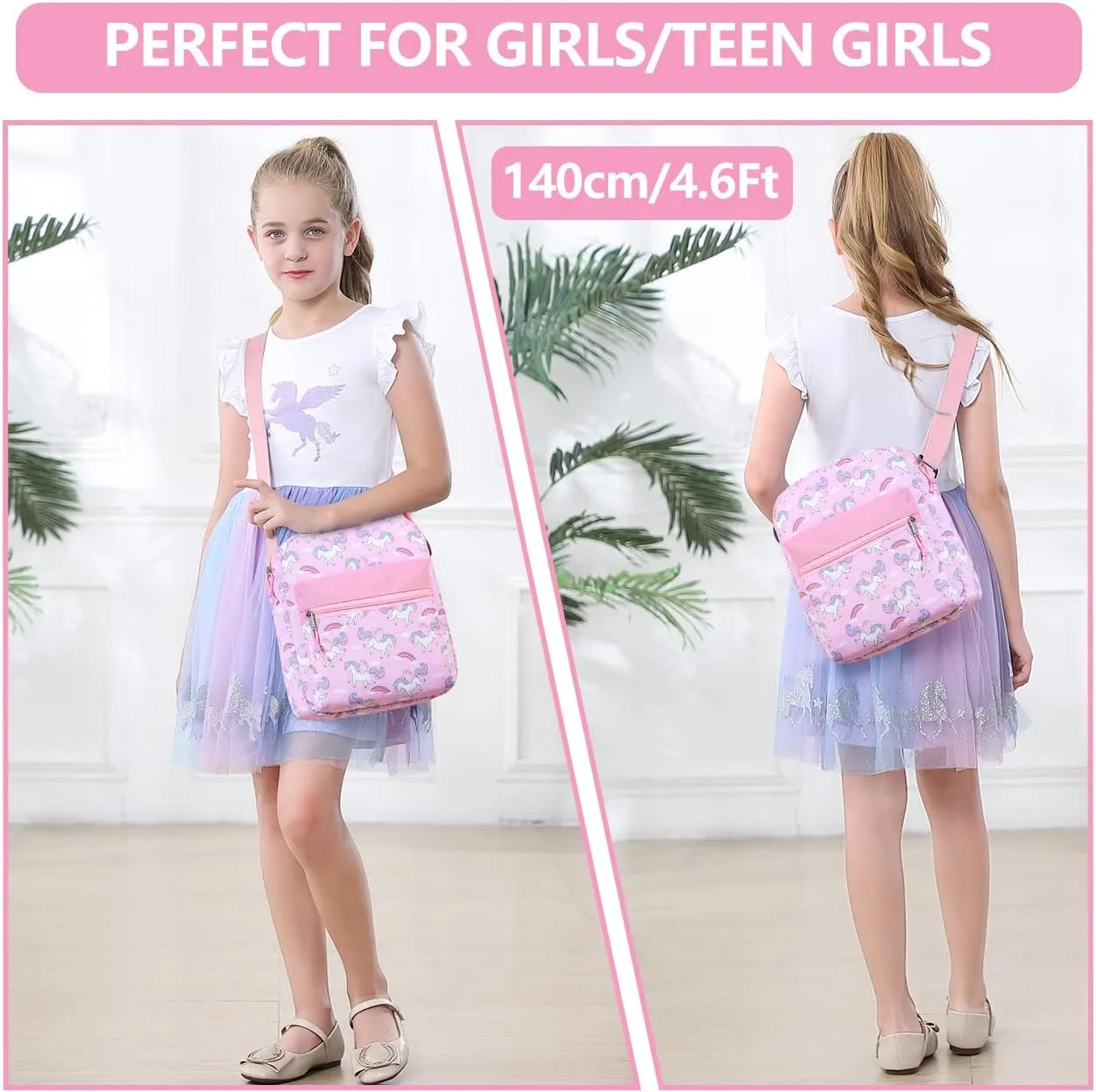 VASCHY Crossbody Bag Purse for Girls, Lightweight Small Messenger Shoulder Bag Gift for Preteen/Teen Little Kids