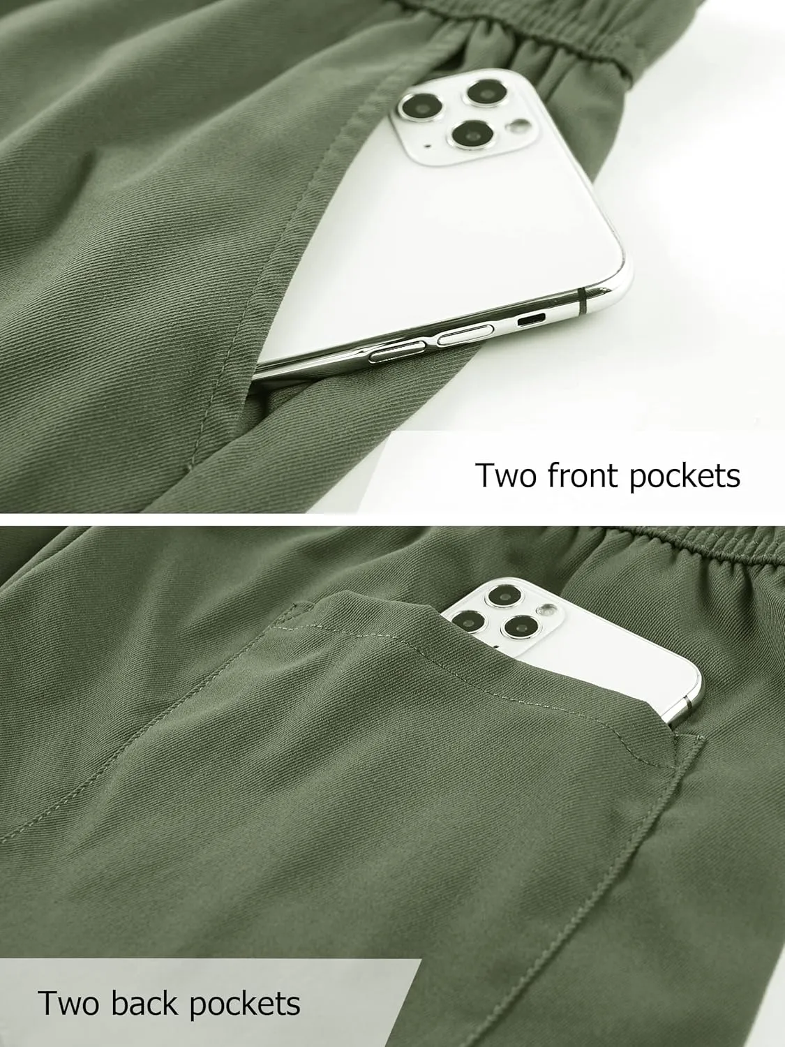 Vcansion Women's Casual Elastic Waist Drawstring Loose Fit Multi-Pockets Outdoor Cargo Shorts