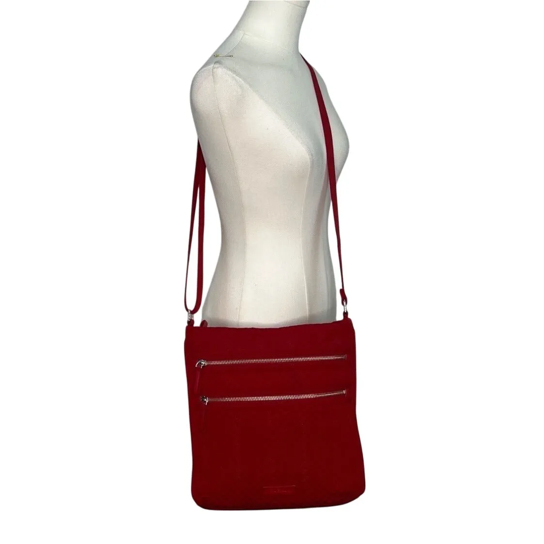 Vera Bradley Red Quilted  Adjustable Strap & Zippered Compartments Crossbody Bag
