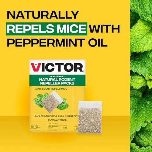Victor Scent-Away Mouse Repellent Pouches with Peppermint Oil - Natural Rodent Repeller for Indoor and Outdoor Use, 10 Pack M805B-2SR