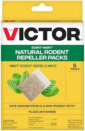 Victor Scent-Away Mouse Repellent Pouches with Peppermint Oil - Natural Rodent Repeller for Indoor and Outdoor Use, 10 Pack M805B-2SR