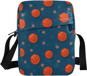 VIGTRO Small Messenger Bag Purse, Basketball Theme Star Mini Crossbody Bag with Adjustable Strap for Women Men, Small Shoulder Bag for Travel Outdoor Sports