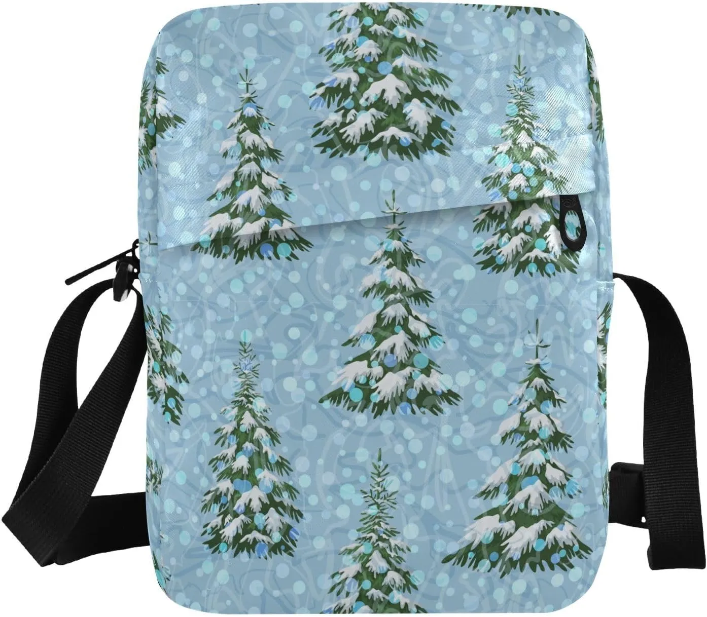 VIGTRO Small Messenger Bag Purse, Christmas Snow Tree Mini Crossbody Bag with Adjustable Strap for Women Men, Winter Forest Small Shoulder Bag for Travel Outdoor Sports