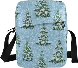 VIGTRO Small Messenger Bag Purse, Christmas Snow Tree Mini Crossbody Bag with Adjustable Strap for Women Men, Winter Forest Small Shoulder Bag for Travel Outdoor Sports
