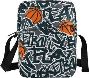 VIGTRO Small Messenger Bag Purse, Creative Basketball Slogans Mini Crossbody Bag with Adjustable Strap for Women Men, Cool Sport Small Shoulder Bag for Travel Outdoor Sports