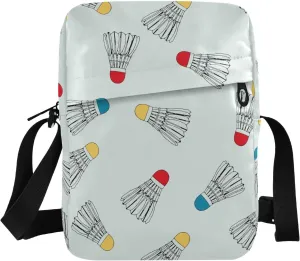 VIGTRO Small Messenger Bag Purse, Doodle Badminton Pattern Mini Crossbody Bag with Adjustable Strap for Women Men, Small Shoulder Bag for Travel Outdoor Sports
