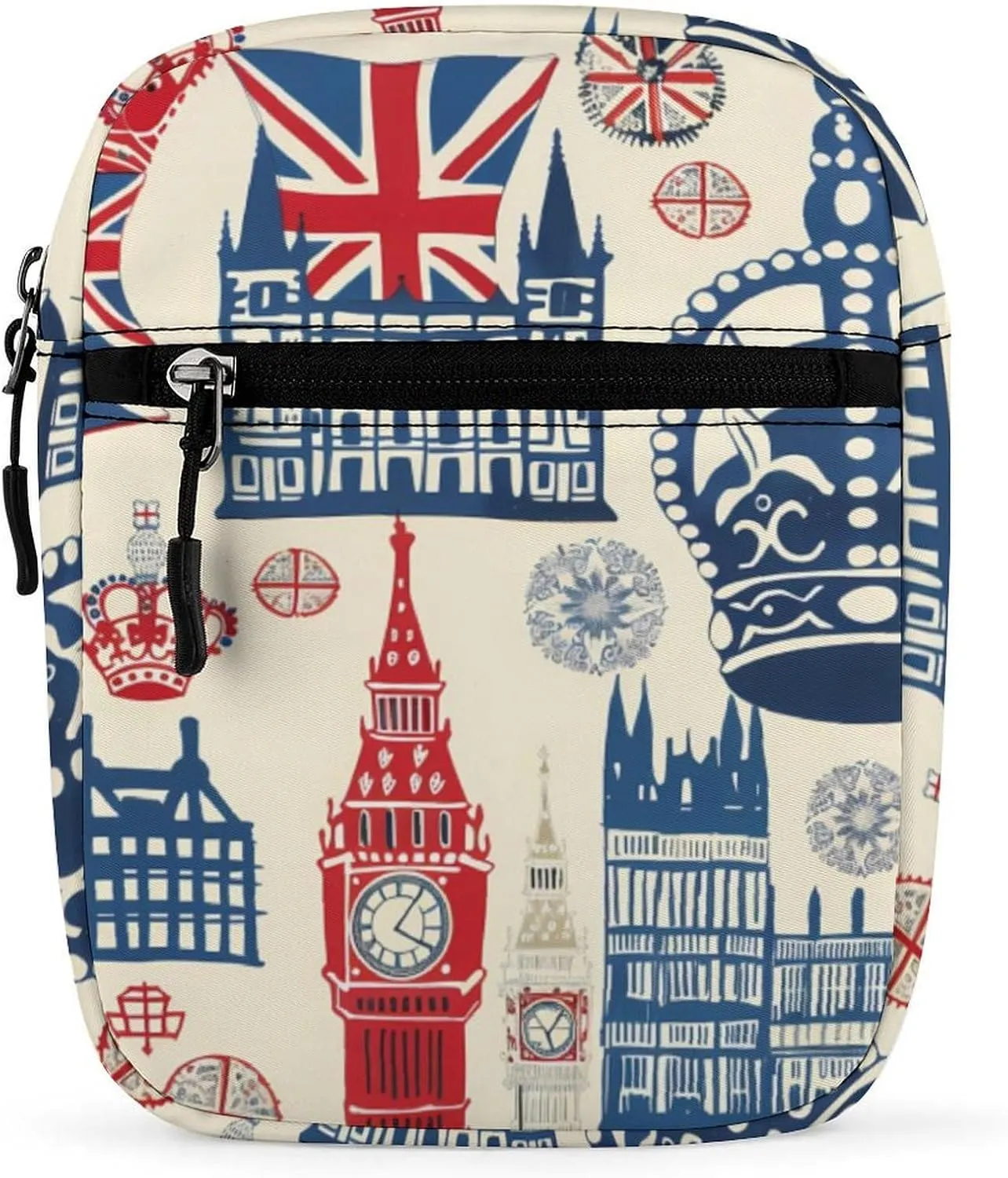 Vintage England London Big Ben Red Blue Crown Small Crossbody Bags Mini Shoulder Bag Travel Messenger Bag for Men Women