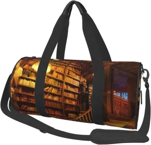 Vintage Library Bookshelf Foldable Travel Duffel Bag Large Size Sports Gym Bag Multifunctional Weekender Overnigh Bag