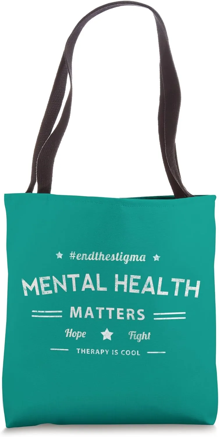 Vintage MENTAL HEALTH MATTERS Hope & Fight Therapy Cool Yoga Tote Bag