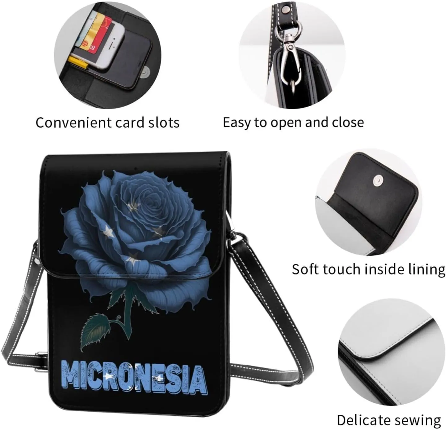 Vintage Mongolia Mongolian Flag Rose Flower Small Crossbody Purse Cell Phone Bag for Women